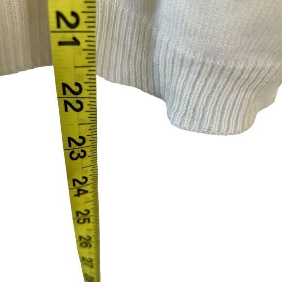 Vintage 60s Cream Knit High Neck Long Sleeve Top Medium - Picture 3 of 7